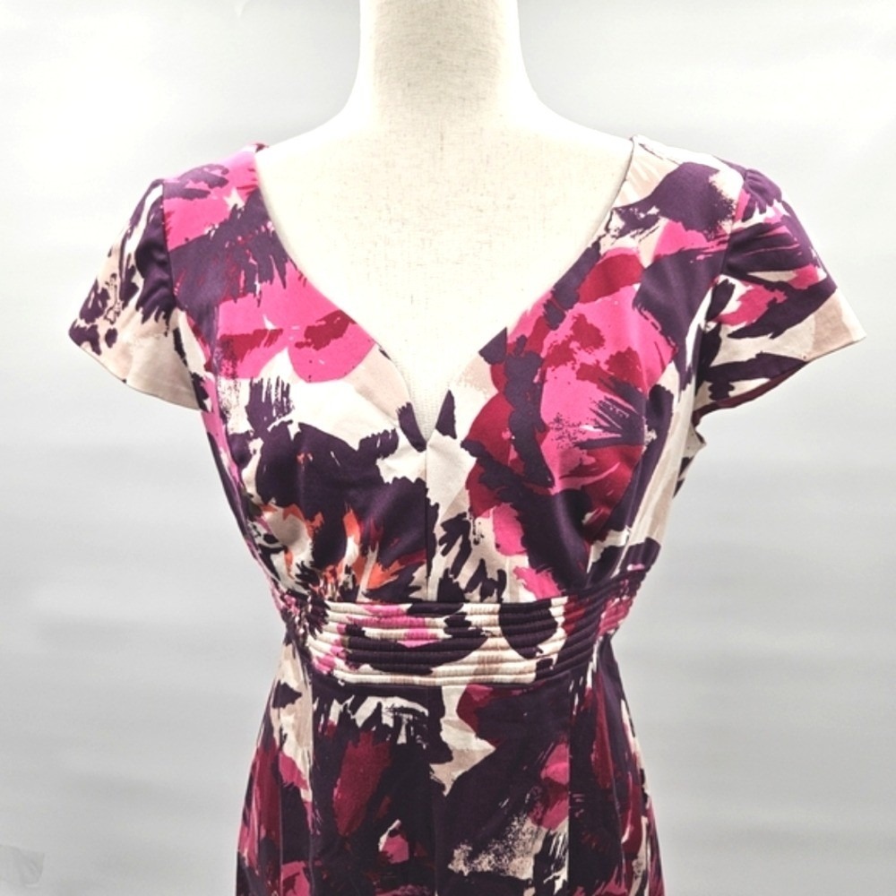 Donna Ricco New York Women Floral Print V Neck Short Sleeve‎ Midi Dress Size 12 - Picture 4 of 11